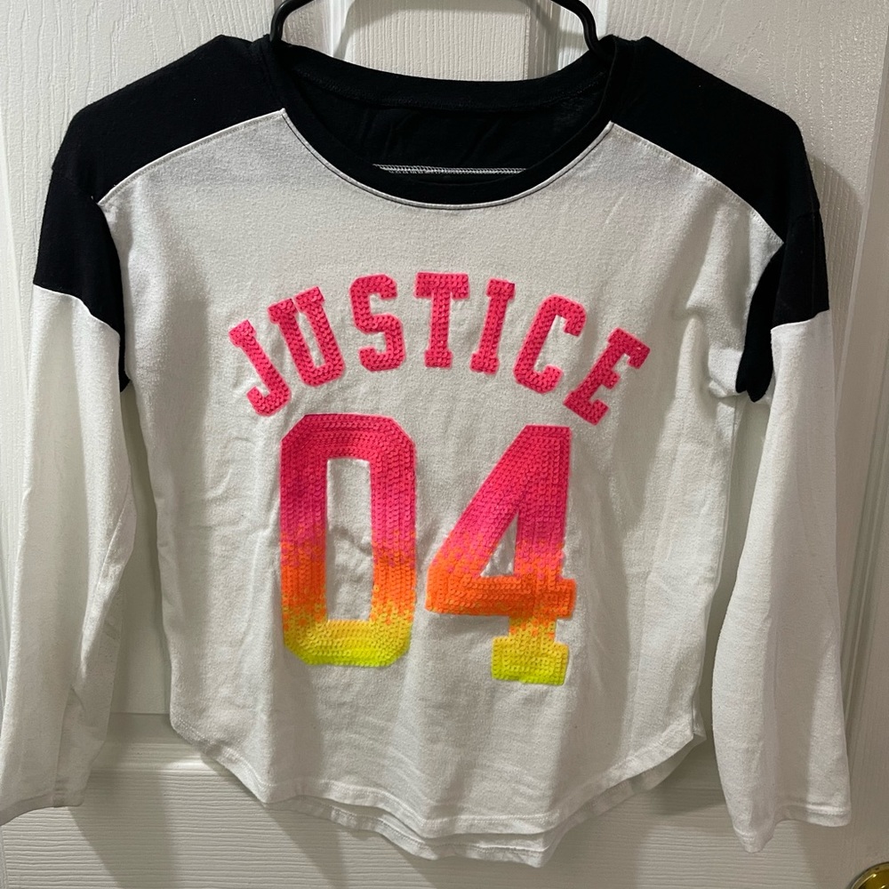 JUSTICE GIRLS WHITE ACTIVE LONG SLEEVE